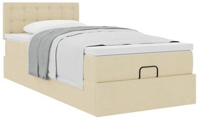 vidaXL Οθωμανικό κρεβάτι με στρώμα Cream 100x200cm ύφασμα