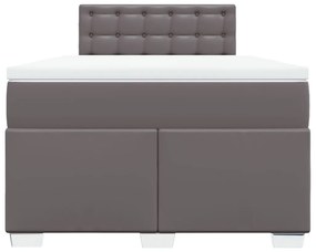 vidaXL Κρεβάτι Boxspring με Στρώμα Γκρι 120x200εκ. από Συνθετικό Δέρμα