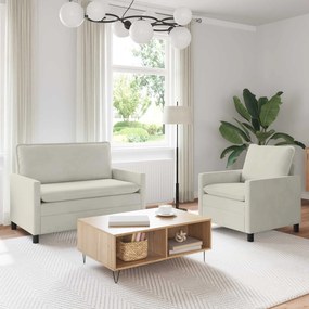 vidaXL Σετ Καναπέ 2 pcs Κρεμ Βελούδο