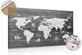Εικόνα σε ασπρόμαυρο χάρτη από φελλό σε ξύλο - 120x80  place