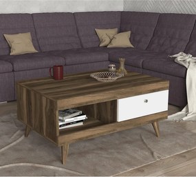 Τραπεζάκι σαλονιού Hios λευκό/σκούρο καφέ 100x65x47εκ