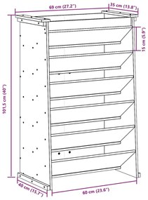 Ζαρντινιέρα Βοτάνων 6 Επιπ. Λευκό 69x40x101,5 εκ Μασίφ Πεύκο - Λευκό