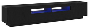vidaXL Τηλεοπτική ντουλάπα με LED Φώτα Μαύρη Δρυς 200x35x40 εκ Επεξεργασμένο ξύλο
