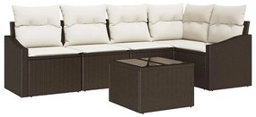 vidaXL Σέτ φαγητού για κήπο με μαξιλάρι 6 pcs Καφέ, Κρέμα