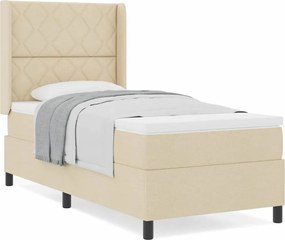 vidaXL Κρεβάτι με ελατήρια με στρώμα Κρεμ 200 x 100 cm ύφασμα