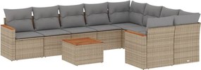 vidaXL Patio Sofa Set 9-θέσια Μικτό μπεζ