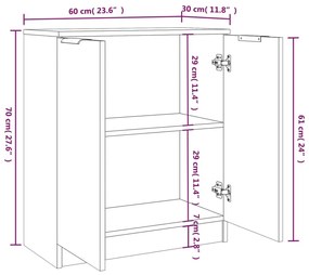 vidaXL Ντουλάπια 2 τεμ. άσπρο 60x30x70 εκ. Επεξεργασμένο Ξύλο