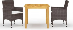 vidaXL Σετ Τραπεζαρίας Κήπου 3 Τεμαχίων Καφέ