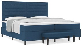 vidaXL Κρεβάτι με βάση και στρώμα & πάγκο μπλε 200x200 εκ. υφασμάτινο