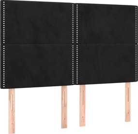 vidaXL Κρεβάτι Boxspring με Στρώμα Μαύρο 140x200 εκ. Βελούδινο