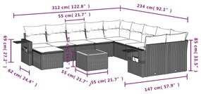 vidaXL Σετ Καναπέ Κήπου 12 τεμ. Μπεζ Συνθετικό Ρατάν με Μαξιλάρια