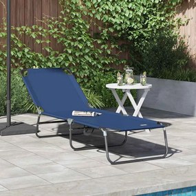 vidaXL Πτυσσόμενη ξαπλώστρα Μπλε 188 x 57 x 86,5 εκ. Πολυεστέρας