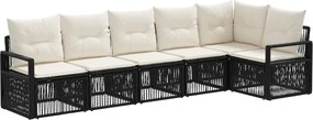 vidaXL Σετ Καναπέ Κήπου 6 pcs Μαύρο συνθετικό ρατάν