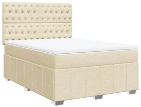 ΚΡΕΒΑΤΙ BOXSPRING ΜΕ ΣΤΡΩΜΑ ΚΡΕΜ 140X200 ΕΚ. ΥΦΑΣΜΑΤΙΝΟ 3294003