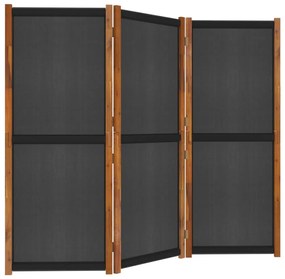 Διαχωριστικό Δωματίου με 3 Πάνελ Μαύρο 210 x 180 εκ. - Μαύρο