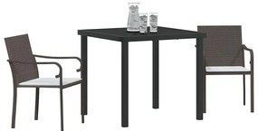 vidaXL Σέτ φαγητού για κήπο 3 pcs Καφέ και Μαύρο Ράτα PE