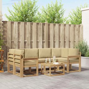 vidaXL Σειρά Καναπέ Εξωτερικού με μαξιλάρι 7 pcs Λευκό και Μπεζ