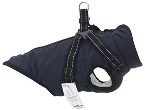 vidaXL Μπουφάν Σκύλου με ιμάντα Σκούρο μπλε M Φλις και Πολυεστέρας