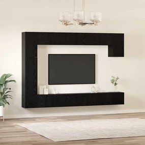 vidaXL Σετ επίπλου τηλεόρασης 9 pcs Μαύρη Οξυά Επεξεργασμένο ξύλο