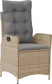 vidaXL Πολυθρόνες Κήπου Ανακλ/νες 2 τεμ. Μπεζ Συνθ. Ρατάν &amp; Μαξιλάρια