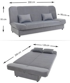 Kαναπές - κρεβάτι Tiko PLUS Megapap τριθέσιος με αποθηκευτικό χώρο και ύφασμα σε γκρι 200x90x96εκ. - Ύφασμα - GP005-0001,1
