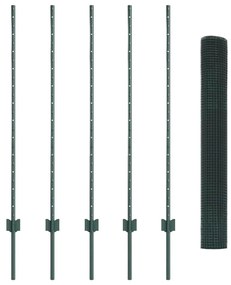 vidaXL Φράχτης με Στήλες. Πράσινο 1.2 x 10 m Ατσάλι