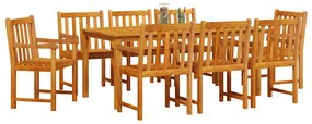 vidaXL Σέτ φαγητού για κήπο 9 pcs Καφέ Μασίφ ξύλο ακακίας
