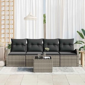 vidaXL Σετ Καναπέ Κήπου 5 pcs Γκρι 55 x 55 x 37 εκ Πολυ ράταν