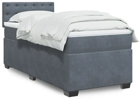 vidaXL Κρεβάτι Boxspring με Στρώμα Σκούρο Γκρι 80x200 εκ. Βελούδινο