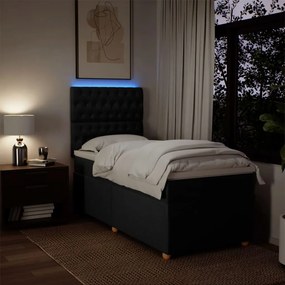 vidaXL Κρεβάτι Boxspring με Στρώμα Μαύρο 90x200 εκ. Υφασμάτινο