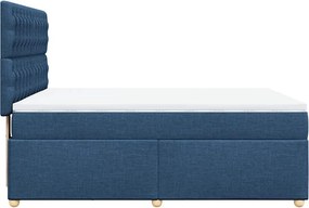 vidaXL Κρεβάτι Boxspring με Στρώμα Μπλε 140x190 εκ. Υφασμάτινο