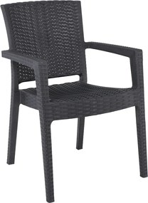 LORA-Pro Πολυθρόνα Στοιβαζόμενη, PP (Rattan Look) Απόχρωση Ανθρακί   1τμχ