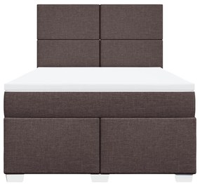 vidaXL Κρεβάτι Boxspring με Στρώμα Σκούρο Καφέ 160x200 εκ Υφασμάτινο