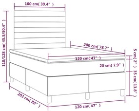 Κρεβάτι Boxspring με Στρώμα Μαύρο 120 x 200 εκ. Βελούδινο - Μαύρο