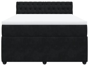 vidaXL Κρεβάτι Boxspring με Στρώμα Μαύρο 140x190 εκ. Βελούδινο
