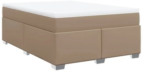 vidaXL Κρεβάτι Boxspring με Στρώμα Καπουτσίνο 160x200εκ.από Συνθ.Δέρμα