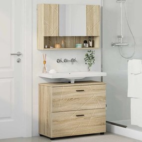 vidaXL Σετ Επίπλων Μπάνιου με ράφι 2 pcs Sonoma Δρυς 76,5 x 35 x 64 εκ
