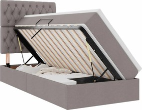 vidaXL LED Κρεβάτι αποθήκευσης με στρώμα Taupe 100 x 200 cm Ύφασμα