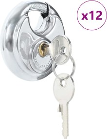 vidaXL Κλειδώματα Discus με Κλειδιά 12 pcs Ασημί 9 x 2.8 x 9 εκ