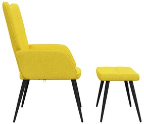 vidaXL Πολυθρόνα Relax Κίτρινη Μουσταρδί Υφασμάτινη με Σκαμπό