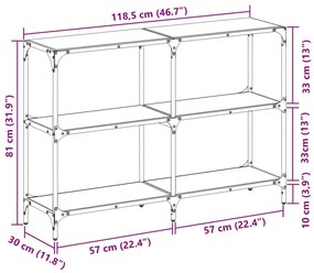 Τραπέζι Κονσόλα Επιφάνεια Μαύρο Γυαλί 118,5x30x81 εκ. Ατσάλι - Μαύρο