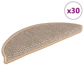 vidaXL Πατάκια Σκάλας Αυτοκόλ. 30 τεμ. Όψη Σιζάλ Αν. Μπεζ 56x17x3 εκ.