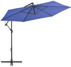 vidaXL Ομπρέλα Κρεμαστή Πρόβολος Μπλε 300 εκ. με Ιστό Αλουμινίου