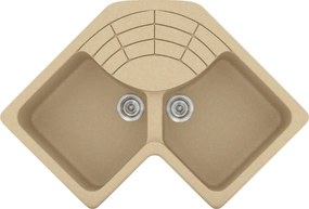 Sanitec Classic 310 (83x83×50) - Γωνιακος Γρανιτένιος νεροχύτης - Granite Cappuccino