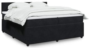 vidaXL Κρεβάτι Boxspring με Στρώμα Μαύρο 200x200 εκ. Βελούδινο