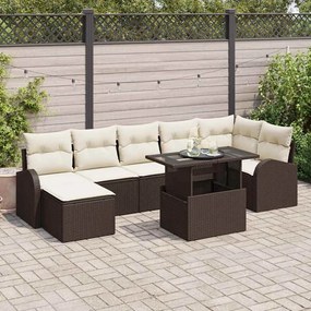 vidaXL Σετ Καναπέ Κήπου με μαξιλάρι 8 pcs Καφέ και κρεμ