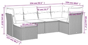 vidaXL Σαλόνι Κήπου Σετ 6 Τεμαχίων Γκρι Συνθετικό Ρατάν με Μαξιλάρια