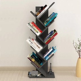 Βιβλιοθήκη Milton Megapap χρώμα ανθρακί 44x22x121εκ.