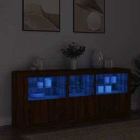 vidaXL Ντουλάπι με LED Καφέ Δρυς 162x37x67 εκ.