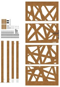 vidaXL Πύλη κήπου 105x205 cm από καιρικό χάλυβα Light Design